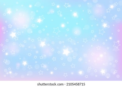 Holographic fantasy background. Abstract unicorn sky with stars. Magical landscape, abstract magic pattern. Vector