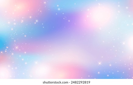 Holographic fantasy rainbow unicorn background. Magic unicorn hologram. kawaii princess gradient. Abstract fabulous background for Christmas, new year, Xmas holidays, celebration, party. Vector EPS10.