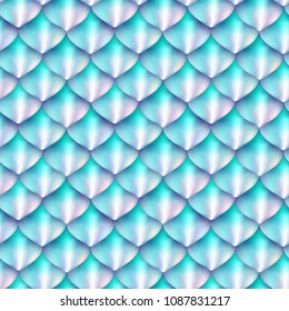 Holographic Fantasy Scale Vector Background. Mermaid Skin Texture Seamless Pattern. Dragon Scales Design.