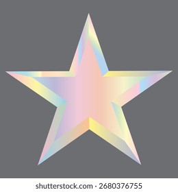 Uma estrela holográfica de cinco pontas com cores refletoras do arco-íris