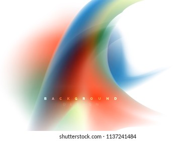 Holographic fluid colors flow, colorful liquid mixing colours motion concept. Vector illustration