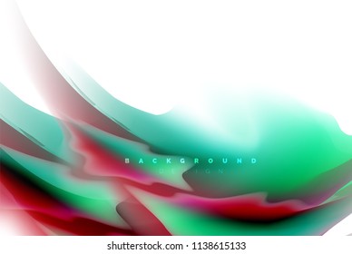 Holographic fluid colors flow, colorful liquid mixing colours motion concept. Vector illustration