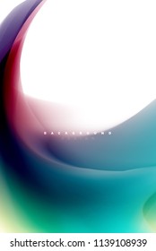 Holographic fluid colors flow, colorful liquid mixing colours motion concept. Vector illustration