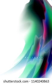 Holographic fluid colors flow, colorful liquid mixing colours motion concept. Vector illustration