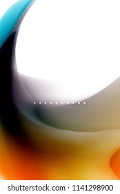 Holographic fluid colors flow, colorful liquid mixing colours motion concept. Vector illustration