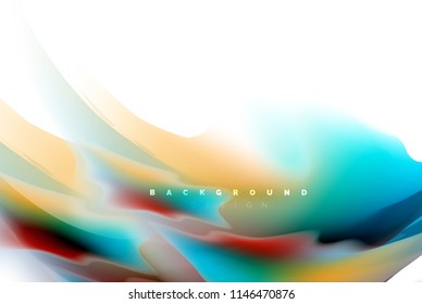 Holographic fluid colors flow, colorful liquid mixing colours motion concept. Vector illustration