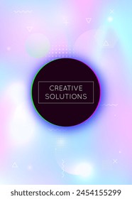 Holographic Fluid. Dynamic Flyer. Blue Space Presentation. Geometric Shape. Tech Banner. Digital Pattern. Memphis Dots. Magic Multicolor Composition. Violet Holographic Fluid