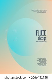 Holographic fluid with radial circles. Geometric shapes on gradient background. Modern hipster template for poster, covers, banners, flyers, report, brochure. Minimal holographic fluid in neon colors.