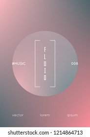 Holographic fluid with radial circles. Geometric shapes on gradient background. Modern hipster template for poster, covers, banners, flyers, report, brochure. Minimal holographic fluid in neon colors.