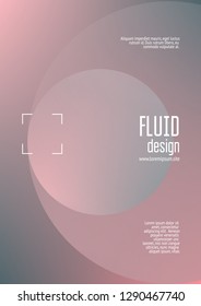 Holographic fluid with radial circles. Geometric shapes on gradient background. Modern hipster template for poster, covers, banners, flyers, report, brochure. Minimal holographic fluid in neon colors.