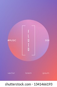 Holographic fluid with radial circles. Geometric shapes on gradient background. Modern hipster template for poster, covers, banners, flyers, report, brochure. Minimal holographic fluid in neon colors.