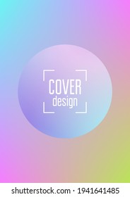 Holographic fluid with radial circles. Geometric shapes on gradient background. Modern hipster template for poster, covers, banners, flyers, report, brochure. Minimal holographic fluid in neon colors.