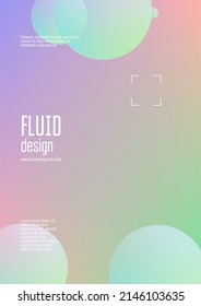 Holographic fluid with radial circles. Geometric shapes on gradient background. Modern hipster template for poster, covers, banners, flyers, report, brochure. Minimal holographic fluid in neon colors.