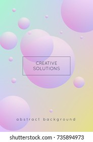 Holographic fluid with radial circles. Geometric shapes on gradient background. Modern hipster template for poster, covers, banners, flyers, report, brochure. Minimal holographic fluid in neon colors.