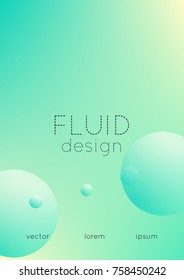Holographic fluid with radial circles. Geometric shapes on gradient background. Modern hipster template for poster, covers, banners, flyers, report, brochure. Minimal holographic fluid in neon colors.