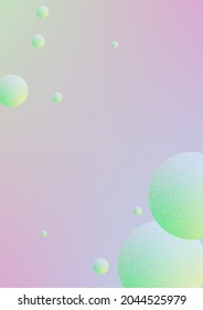 Holographic fluid with radial circles and halftone dots texture. Geometric shapes on gradient background. Modern template for poster, cover, banner, brochure. Minimal holographic fluid in neon colors
