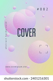 Holographic fluid with radial circles and halftone dots texture. Geometric shapes on gradient background. Modern template for poster, cover, banner, brochure. Minimal holographic fluid in neon colors
