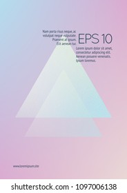 Holographic fluid with triangles. Geometric shapes on gradient background. Modern hipster template for poster, covers, banners, flyers, report, brochure. Minimal holographic fluid in neon colors.