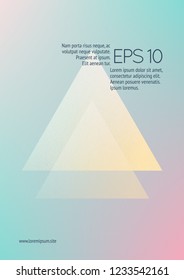 Holographic fluid with triangles. Geometric shapes on gradient background. Modern hipster template for poster, covers, banners, flyers, report, brochure. Minimal holographic fluid in neon colors.