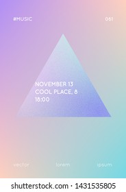Holographic fluid with triangles. Geometric shapes on gradient background. Modern hipster template for poster, covers, banners, flyers, report, brochure. Minimal holographic fluid in neon colors.