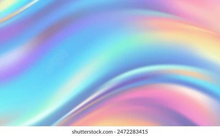 Holographic foil abstract background. Hologram texture in pastel colors. Vector illustration.