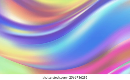Holographic foil background. Iridescent holographic foil. Hologram texture. Pastel neon rainbow. Ultraviolet metallic paper. Template for presentation. Cover to web design. 