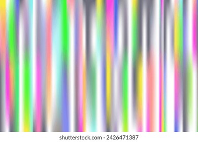 Holographic foil background with rainbow texture. Iridescent gradient neon print with laser effect and metallic texture. Vector pearlescent wallpaper