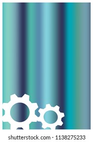 Holographic foil blue background with cog for engineer or technology business presentation, for cover, flyer, paper. Vector design. 