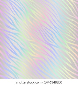 Holographic foil. Hologram hipster design. Seamless pattern. Fashion stylish texture. Wonderful wallpaper colorful lines. Beautiful rainbow background. Iridescent art. Trendy stylish design neon color