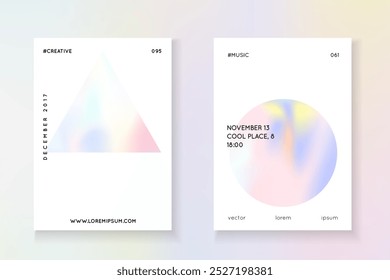 Lámina holográfica. Patrón minimalista. Pantalla de plástico. Etiqueta de arco iris rosa. Folleto de Perlas de Negocios. Vector de Memphis. Póster mínimo. Hoja holográfica azul