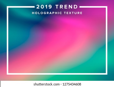 Holographic foil/ paper vector texture. 2019 Trends: Glossy iridescent pastel texture with stains and irregularities. Pink, blue, violet, yellow colors. Vaporwave/ retrowave style inspiration.