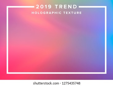 Holographic foil/ paper vector texture. 2019 Trends: Glossy iridescent pastel texture with stains and irregularities. Pink, blue, violet, yellow colors. Vaporwave/ retrowave style inspiration.