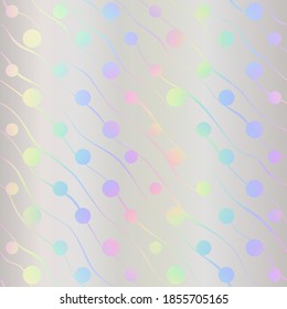 Holographic foil seamless pattern. Rainbow texture. Iridescent, background. Neon gradient. Hologram effect. Soft sparkly metal backdrop for design prints. Silver radiance metallic effect. Vector