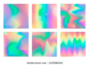 Holographic foil set/ Rainbow gradient/ Trendy disco retro style