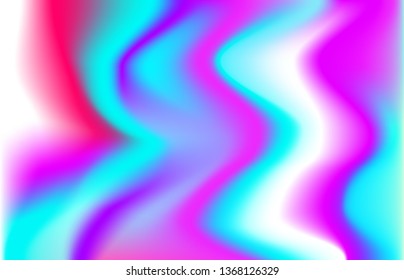 Holographic foil - vector banner background. Rainbow multicolor stylish fashion poster. Smooth wave lines blue, pink, purple colors. Retro 80's neon covers. Technological digital art screen saver