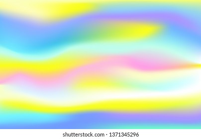 Holographic foil - vector banner background. Rainbow multicolor carnival fashion poster. Smooth wave line blue, pink, purple colors. Retro 80's neon covers. Screensaver for smartphone, computer screen