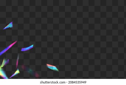 Holographic Foil Vector Transparent Background. Glow Prism Glamour Banner. Bright Glitch Dreamy Brochure. Color Glint Refraction Pattern.