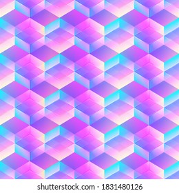 Patrón sin fisuras de mosaico geométrico holográfico.