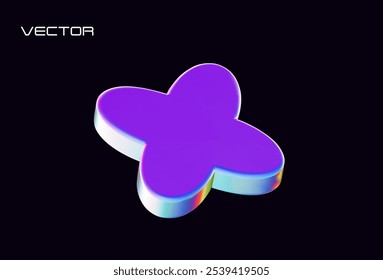 Forma geométrica holográfica . Ilustración vectorial 3D