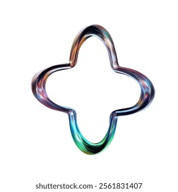 Holographic geometric shape . 3D vector illustration