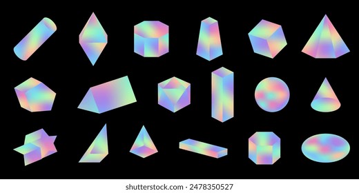 Holographic geometric shapes. Abstract geometric elements.