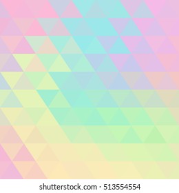Holographic geometric vector background. 80s and 90s fashion design. Hologram vibrant style, trend art poster. Holography futuristic template. Shiny effect for vibrant banner
