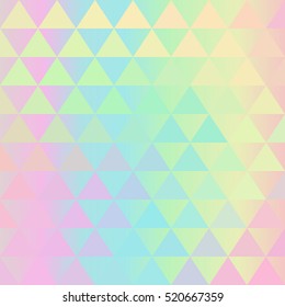 Holographic geometric vector background. 80s and 90s fashion design. Hologram vibrant style, trend art poster. Holography futuristic template. Shiny effect for vibrant banner
