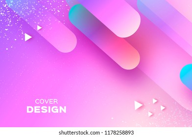Holographic geometry background. Layered shapes composition. Dynamic line. Space for text.