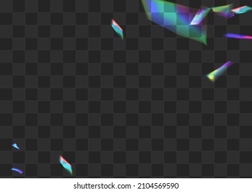 Holographic Glints Vector Transparent Background. Glow Glare Glamour Poster. Gradient Refraction Carnival Illustration. Hologram Flying Kaleidoscope Brochure.