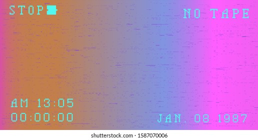Holographic glitch camera effect  Retro VHS background like in old 90s video tape rewind no signal TV screen  Vaporwave/ retrowave/ synthwave style vector illustration 