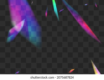 Holographic Glitch Vector Transparent Background. Shine Glitter Overlay Backdrop. Light Blur Dreamy Border. Color Falling Glare Banner.