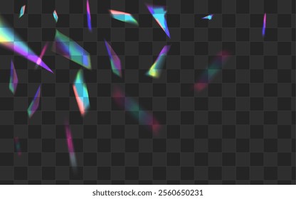 Holographic Glitch Vector Transparent Background. Light Sparkle Digital Texture. Holo Glare Dreamy Backdrop. Bright Paper Prism Design.