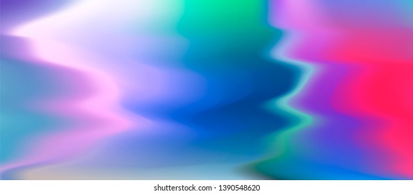 Holographic glitched screen, distortion no signal TV effect. Vector futuristic cyberpunk vaporwave design template.