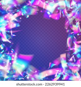 Holographic Glitter. Blur Vaporwave Decoration. Blue Retro Texture. Carnival Effect. Bokeh Tinsel. Fantasy Foil. Disco Banner. Festive Art. Violet Holographic Glitter